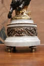 style Mantle clock set in Bronze and marble, Belgium 19th century