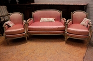 3 pc. old paint Louis XVI sofa set