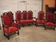 French 5 pc oak hunting sofa set 19 th century 