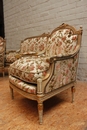 Louis XVI style sofa set in paint & gilt wood, France 1900