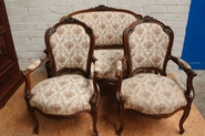 3pc walnut Louis XV sofa set