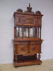 walnut renaissance display cabinet 19th century