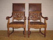 pair of walnut arm chairs 19th century