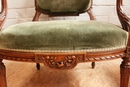 Louis XVI style sofa set in Walnut, France 19th century