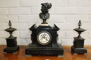 Marble and bronze clock set 19th centurey