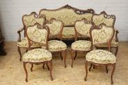 7pc walnut Louis XV sofa set