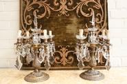 Pair of christal glass lamps with bronze base circa 1900