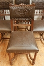 Henri II style Seats in Oak, France 19th century