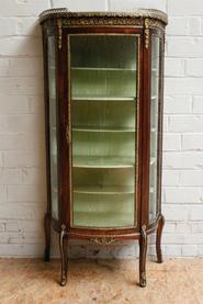 Mahogany display cabinet with bronze and marble top 19th century