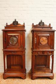 Two walnut credenza's with bronze 19th century