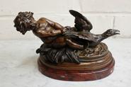 Bronze statue on marble base signed by Auguste Moreau 19th century