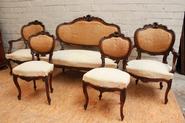 5pc walnut Louis XV sofa set, 19th century.