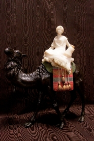 Bronze dromedary with alabaster statue