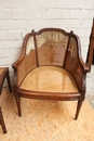 Louis XVI style long chair in Walnut, France 19th century