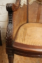Louis XVI style long chair in Walnut, France 19th century