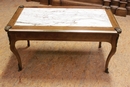 Louis XV style Coffee table in wood marble bronze, France 1920
