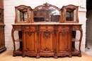 Louis XV style Cabinet and server in walnut and marble, France 19th century