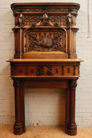 exceptional monumental walnut gothic fire mantle