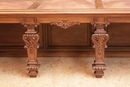 Regency style Hall benches in Walnut and leather, France 19th century