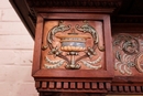 Renaissance style Display cabinet in walnut and faience, France 19th century