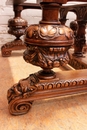 Renaissance style Table and chairs in Walnut, France 19th century