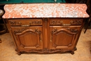 Louis XV style Cabinet in walnut and marble, France 1920