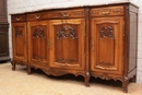French provencal style Sideboard in walnut and marble, France 1900