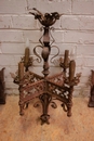 Gothic style Chandelier and wall sconses in metal, France 19th century