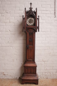 Gothic grandfathers clock in walnut