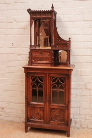 Gothic style display cabinet in walnut