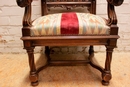 Gothic/renaissance style Arm chair in Walnut, France 19th century