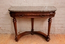 Henri II style Console in walnut and marble, France 1900