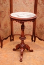 Henri II style Flower table in walnut and marble, France 1900