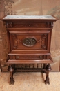 Henri II style Secretary desk in walnut and marble, France 19th century