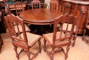 Hunt style Table and chairs in Oak, France 19th century