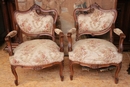 Louis XV style Arm chairs in Walnut, France 19th century