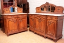 Louis XV style Cabinet and server in oak and marble, France 19th century
