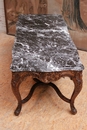 Louis XV style Coffee table in walnut and marble, France 1920