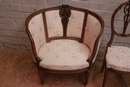 Louis XVI style Sofa set in Walnut, France 1900