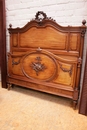 Louis XVI style Bed + nightstand in mahogany, France 1900
