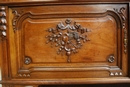 Louis XVI style Walnut Louis XVI server with marble back splash signed by Mercier in Walnut, France 19th century