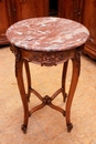 Louis XV style Flower table in walnut and marble, France 19th century