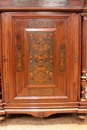 Napoleon III style Cabinet in walnut Bronze Marble, France