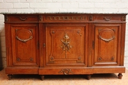 Oak Louis XVI sideboard with bronze and marble top