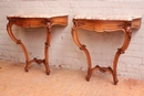 Louis XV style Consoles in walnut and marble, France 19th century