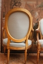 Louis XVI style Arm chairs in gilt wood, France 19th century