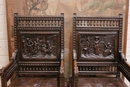 Breton style Arm chairs in Oak, France 19th century