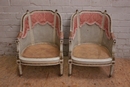 Louis XVI style Arm chairs in paint wood, France 1900