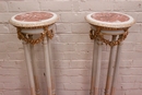 Louis XVI style Pedestals in paint gilt wood and marble, France 19th century