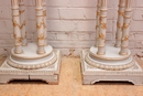 Louis XVI style Pedestals in paint gilt wood and marble, France 19th century